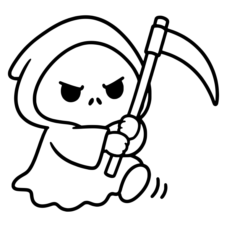 Huffy Grim Reaper Swinging Scythe With Fierce Glare — free characters SVG cut file