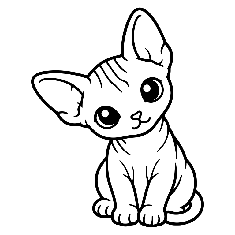 Sphynx Kitten Sitting With Head Tilted — free animal SVG cut file