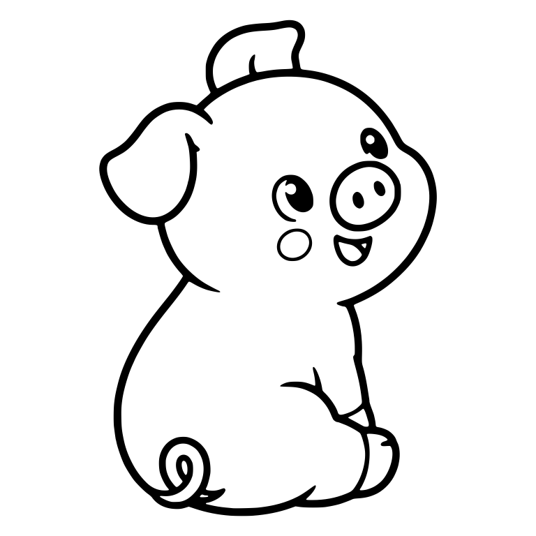 Piglet Sitting and Looking Back Over Its Shoulder — free animal SVG cut file