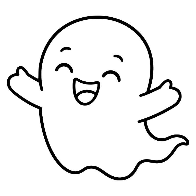 Cheering Ghost with Both Arms Up and Big Smile — free fantasy-creature SVG cut file