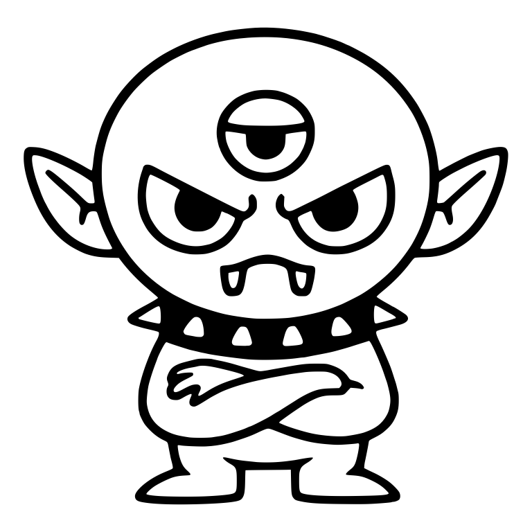 Three-Eyed Grumpy Alien With Spiked Collar and Fangs — free fantasy-creature SVG cut file