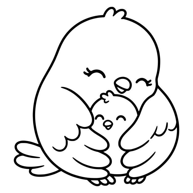 Mother Dove Hugging Her Baby Chick Close — free animal SVG cut file