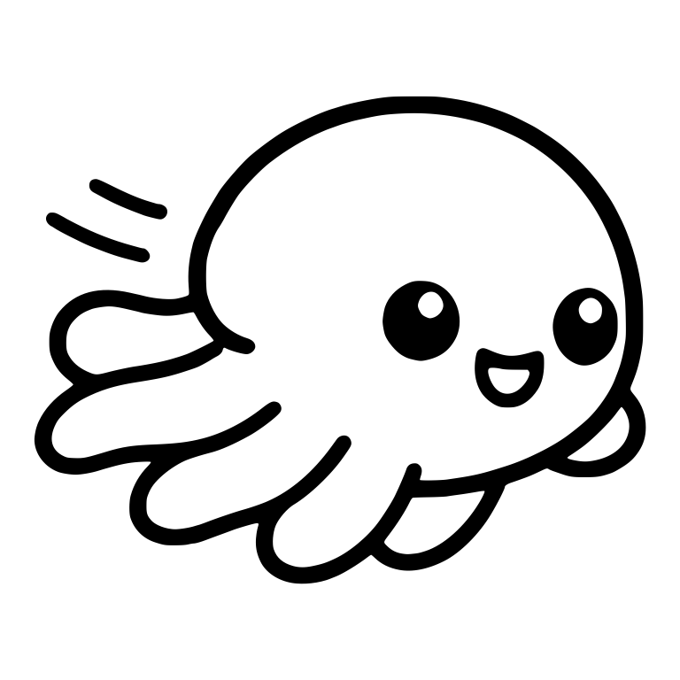 Speedy Octopus Swimming With Motion Lines — free animal SVG cut file