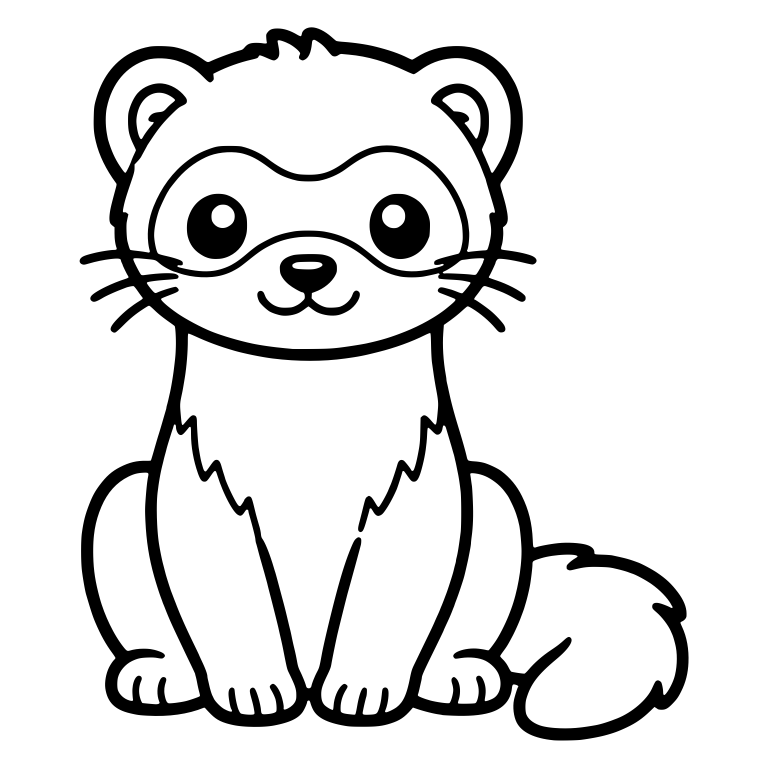 Kawaii Ferret Sitting Upright With Fluffy Tail — free animal SVG cut file