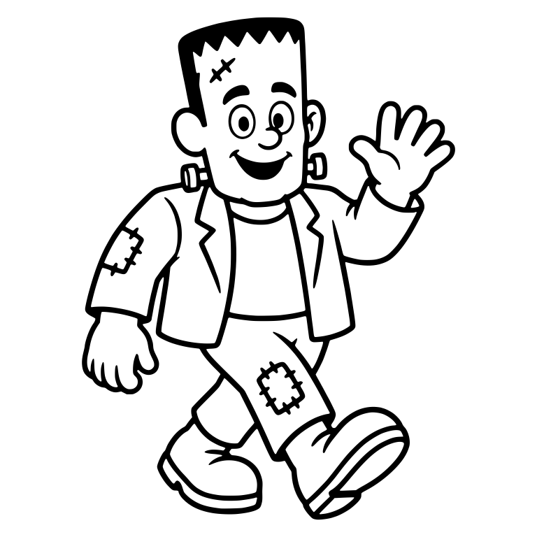 Retro Frankenstein Monster Waving While Walking — free fantasy-creature SVG cut file