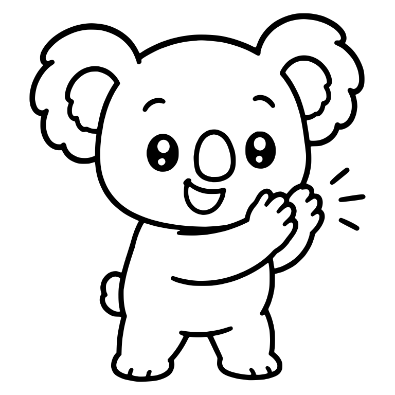 Standing Baby Koala Clapping with Motion Lines — free animal SVG cut file