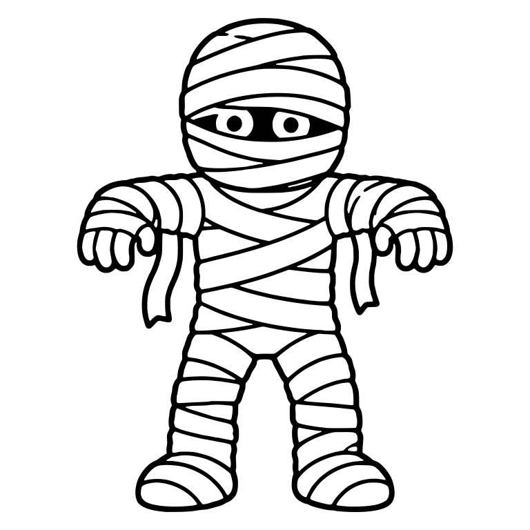 Mummy Standing Facing Front With Dangling Bandages — free fantasy-creature SVG cut file