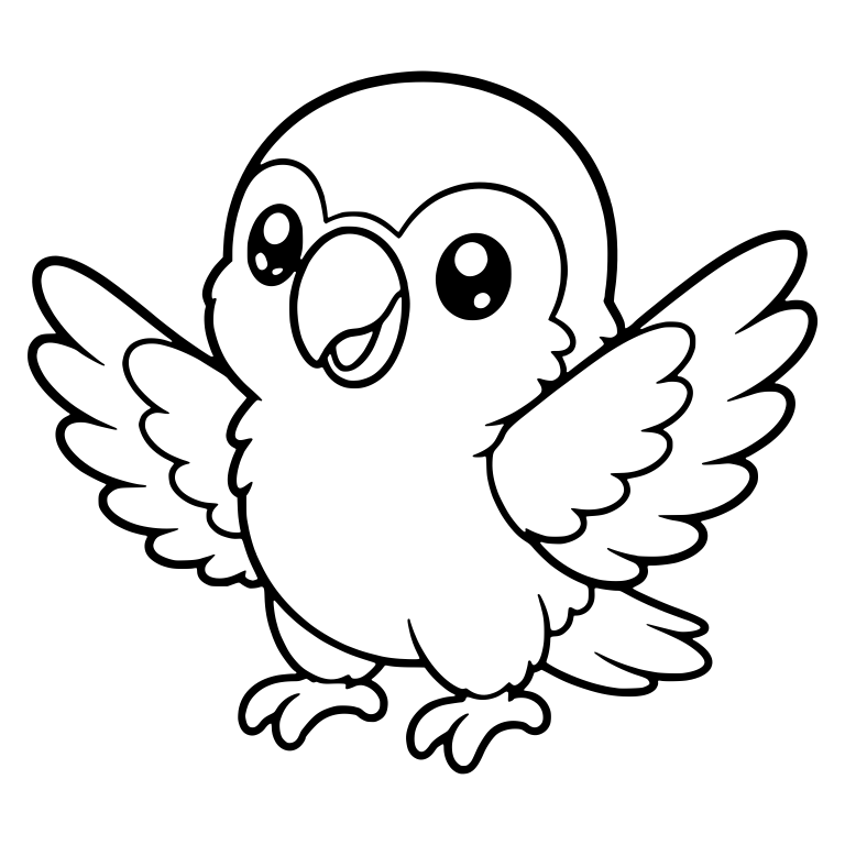 Cheerful Parrot With Wings Spread And Open Beak — free animal SVG cut file