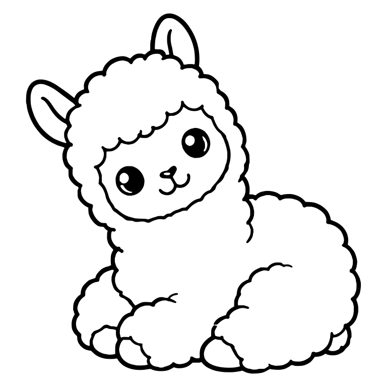Resting Alpaca Cria with Head Tilted to the Side — free animal SVG cut file
