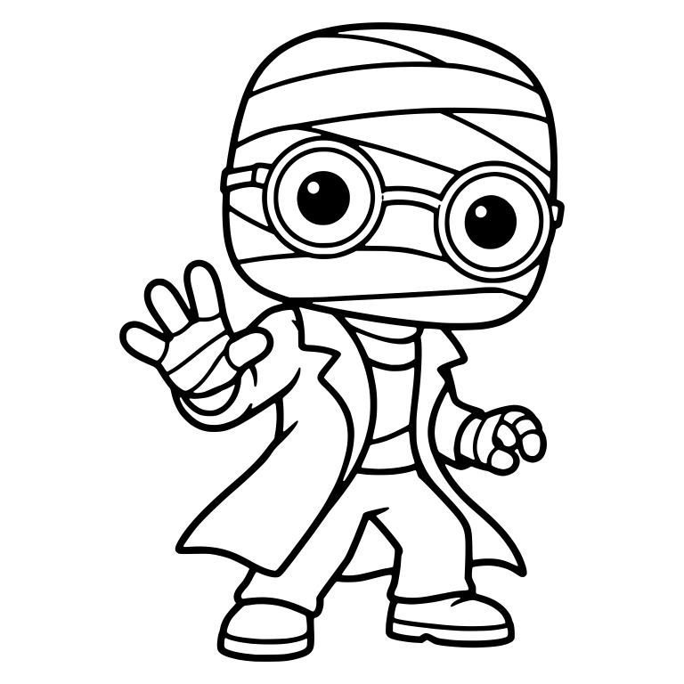 Invisible Man Waving in Long Coat and Round Glasses — free characters SVG cut file