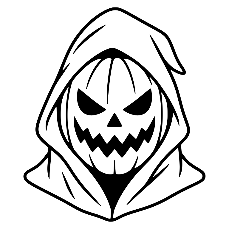 Hooded Pumpkin Head With Jagged Carved Grin — free fantasy-creature SVG cut file