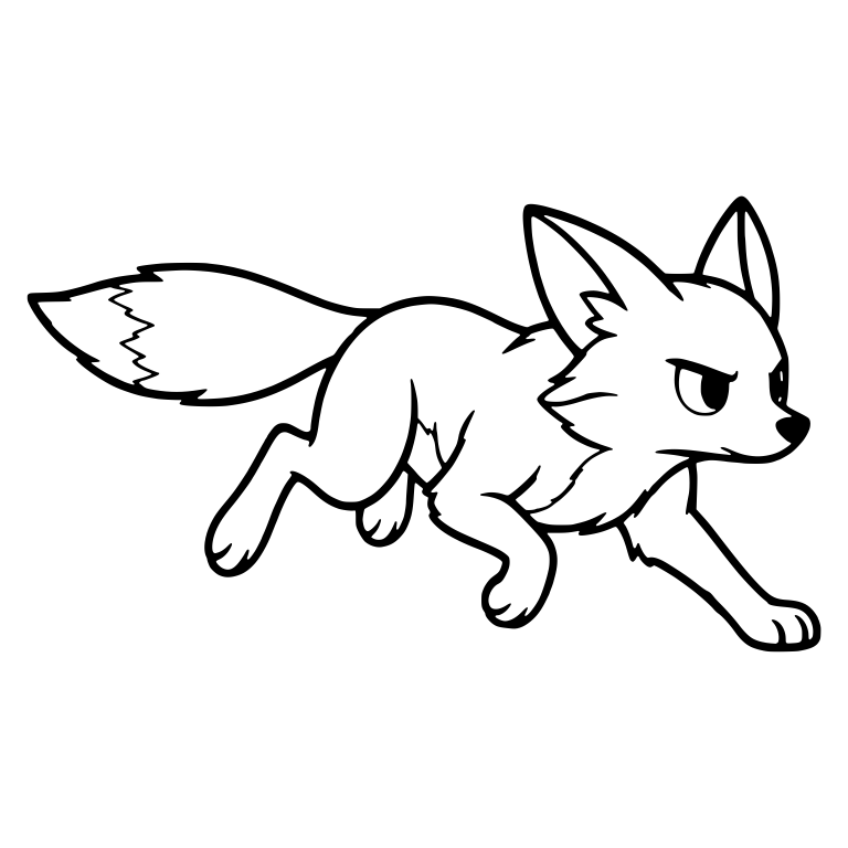 Scowling Fox Running with Tail Streaming Behind — free animal SVG cut file