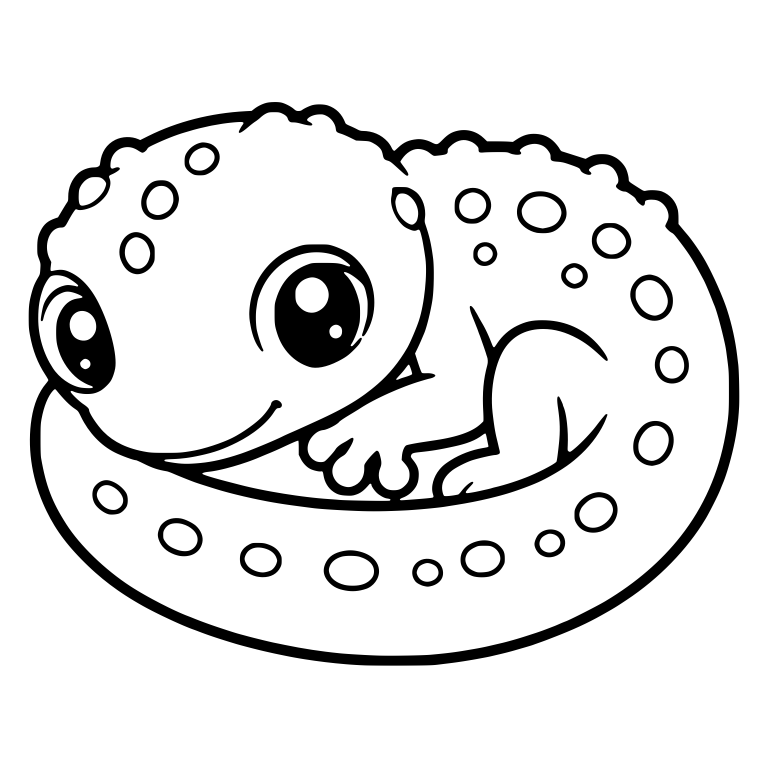 Coiled Gecko Resting in a Ring with Spotted Body — free animal SVG cut file