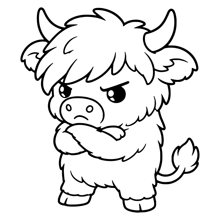 Angry Highland Calf Standing With Arms Crossed — free animal SVG cut file