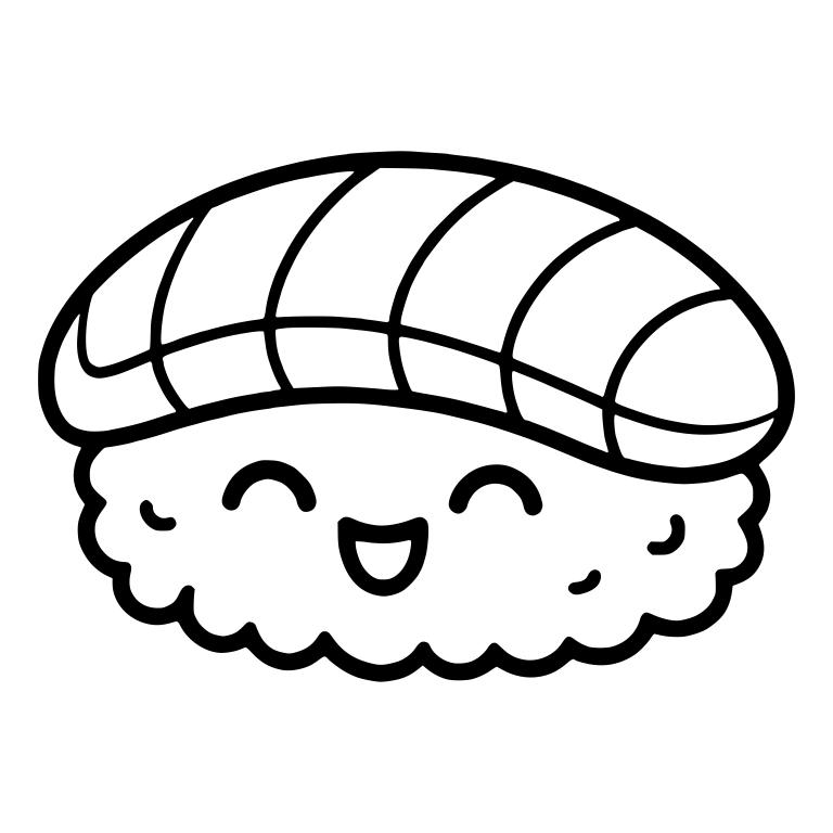 Fish Nigiri With Closed Happy Eyes And Open Smile — free food SVG cut file