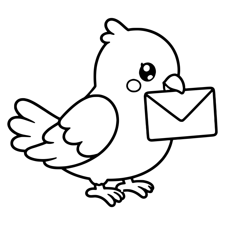 Tiny Messenger Dove Holding Envelope in Beak — free animal SVG cut file