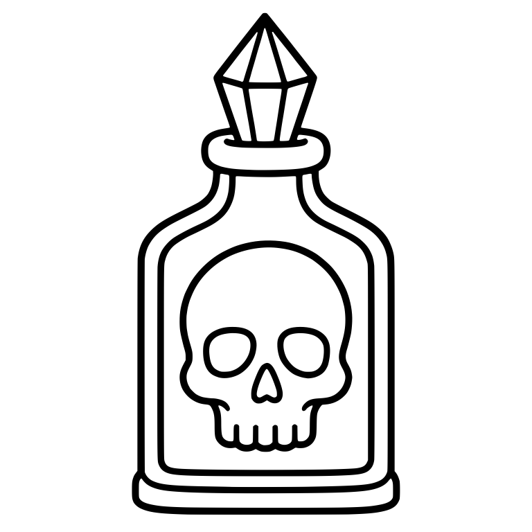 Poison Bottle With Skull Label And Crystal Stopper — free objects SVG cut file