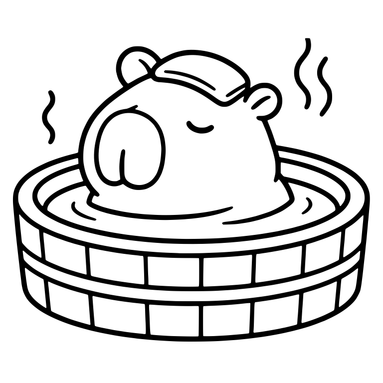 Capybara Relaxing in Wooden Hot Tub With Towel — free animal SVG cut file