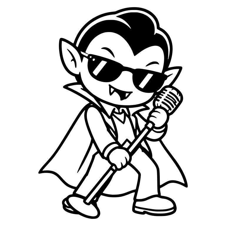 Cool Vampire Rocker In Sunglasses With Mic Stand — free fantasy-creature SVG cut file