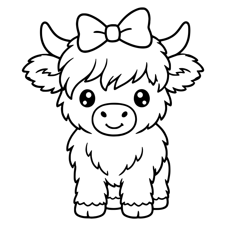 Standing Highland Calf With Big Bow — free animal SVG cut file