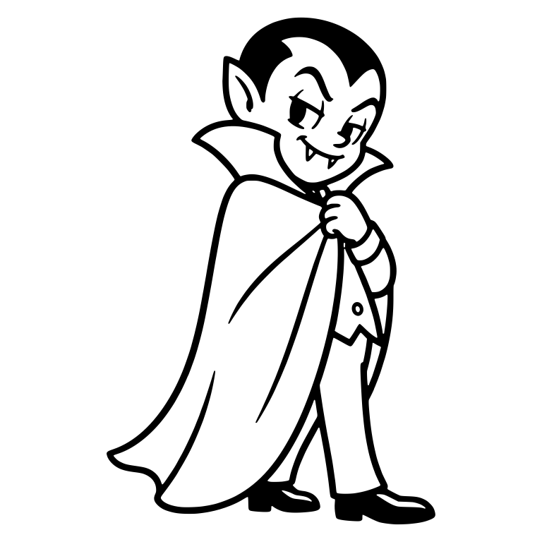 Sly Vampire Pulling Cape Up Beside His Face — free characters SVG cut file