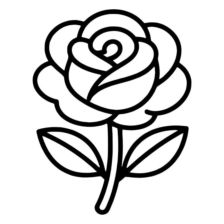 Rose With Spiral Center, Layered Petals and Two Leaves — free floral SVG cut file