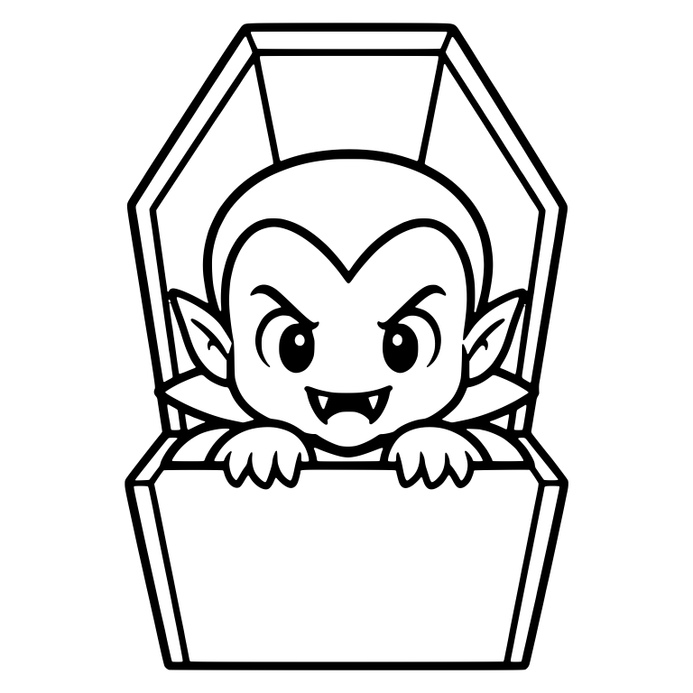 Fanged Vampire Peeking Over the Edge of a Coffin — free fantasy-creature SVG cut file