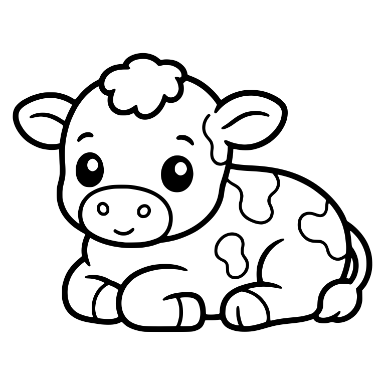 Lying Spotted Calf With Curly Tuft And Big Patches — free animal SVG cut file