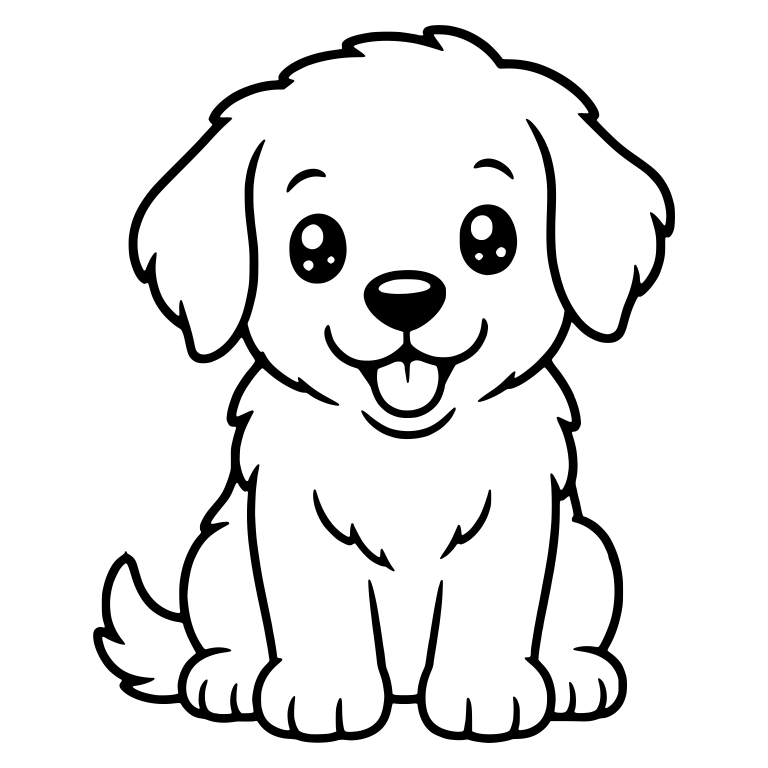 Sitting Golden Retriever Puppy with Curled Tail — free animal SVG cut file